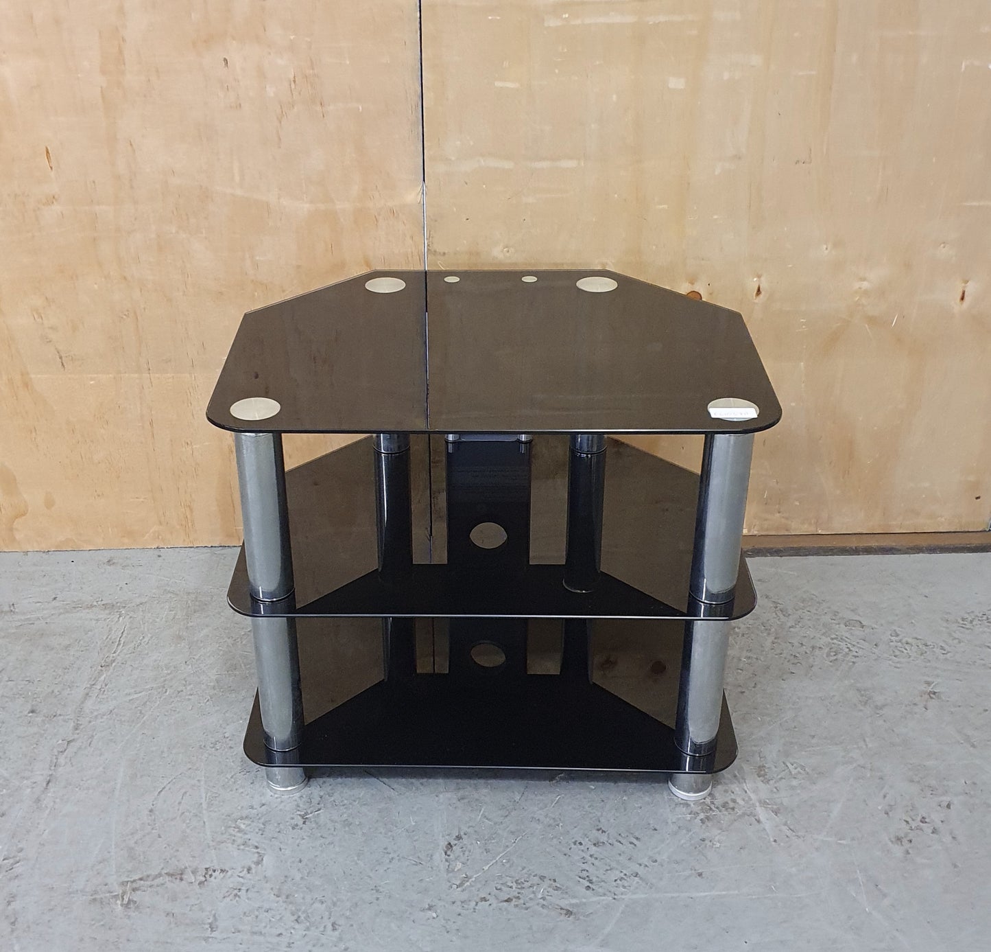 3 Tier Black Tempered Glass TV Stand with Chrome Frame - EL103711