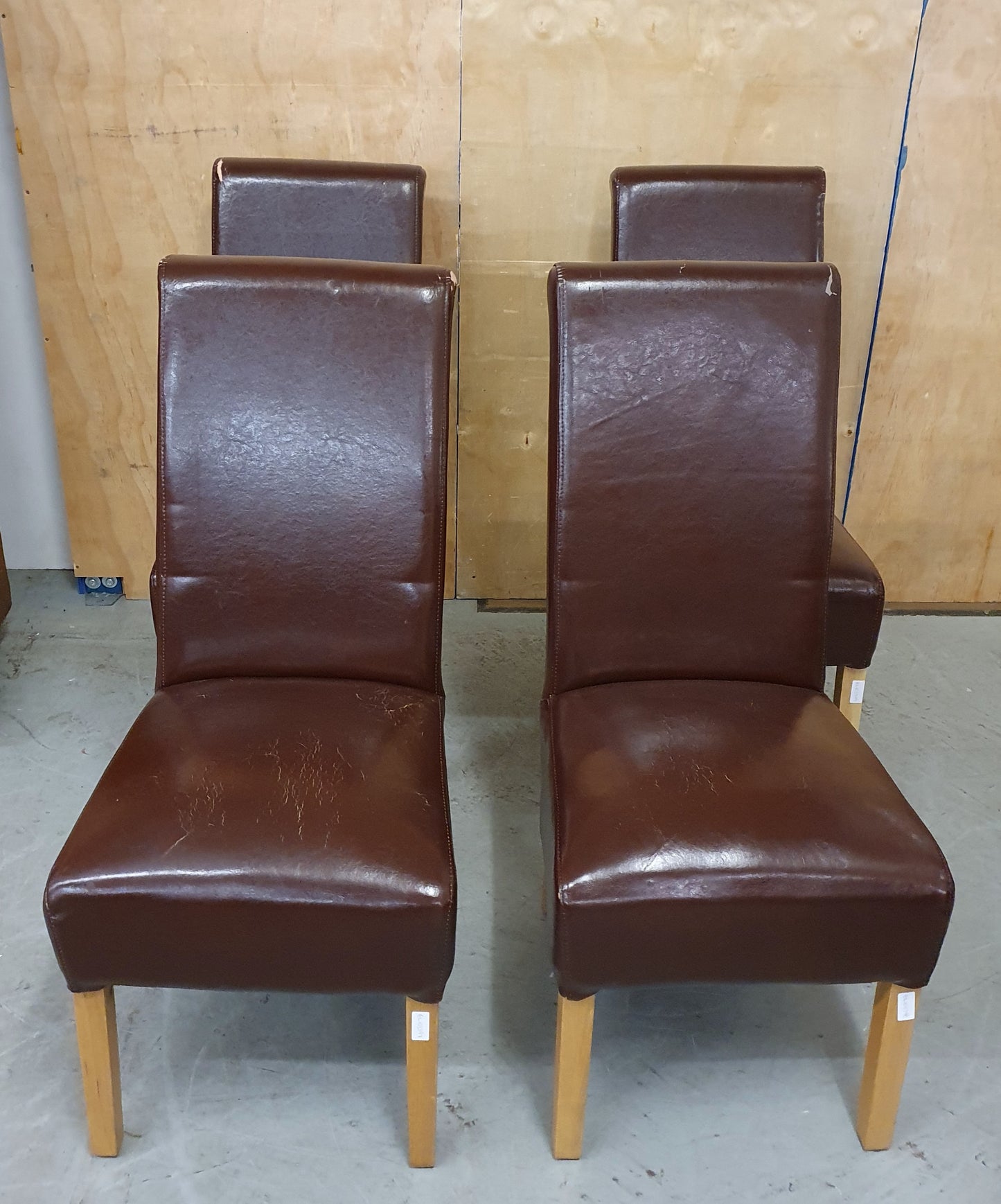 4 Matching Dark Brown Faux Leather Dining Chairs - EL103397