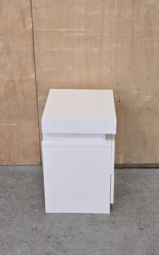 Single White Bedside Cabinet with 2 Drawers and Top Open Section - 104616