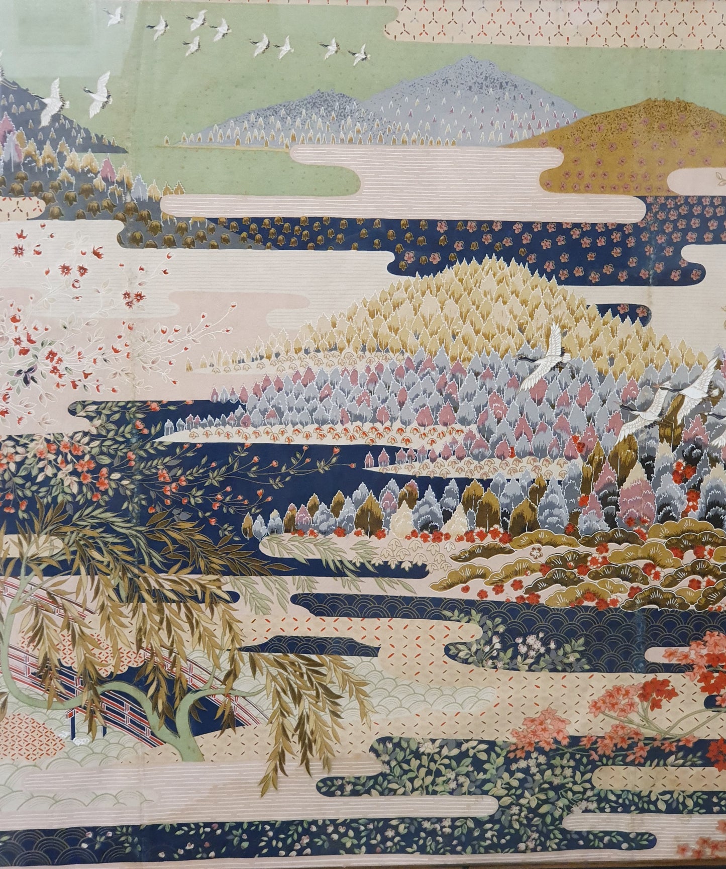 Large Japanese Inspired Print in Black Wood Frame - EL104246