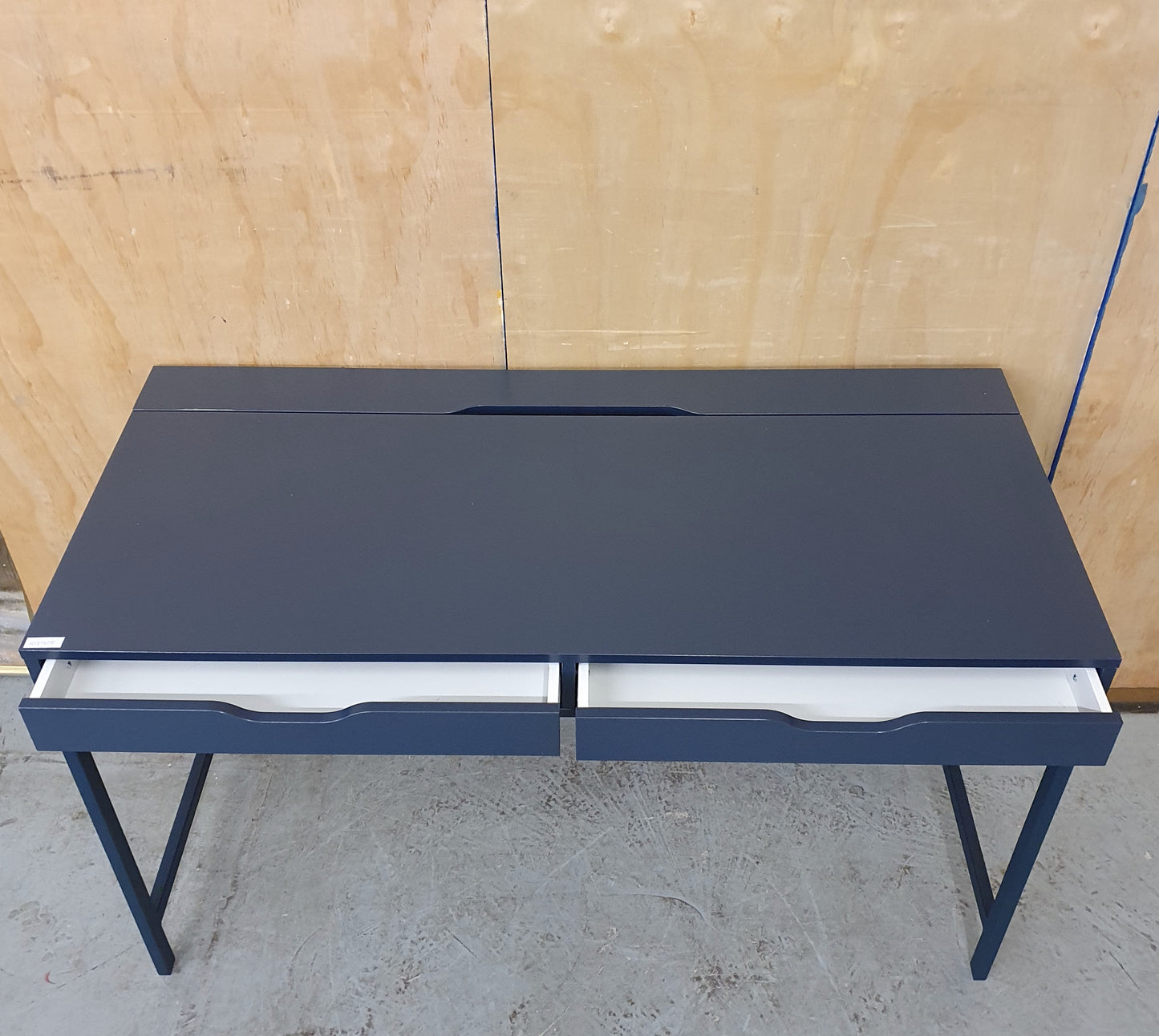 IKEA ALEX Navy Blue Desk with Back Panel Section and 2 Drawers - 103908