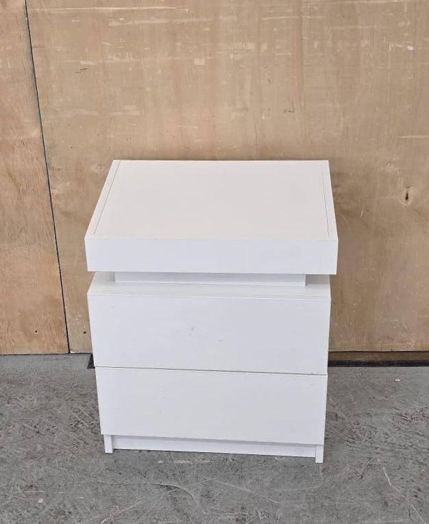 Single White Bedside Cabinet with 2 Drawers and Top Open Section - 104616