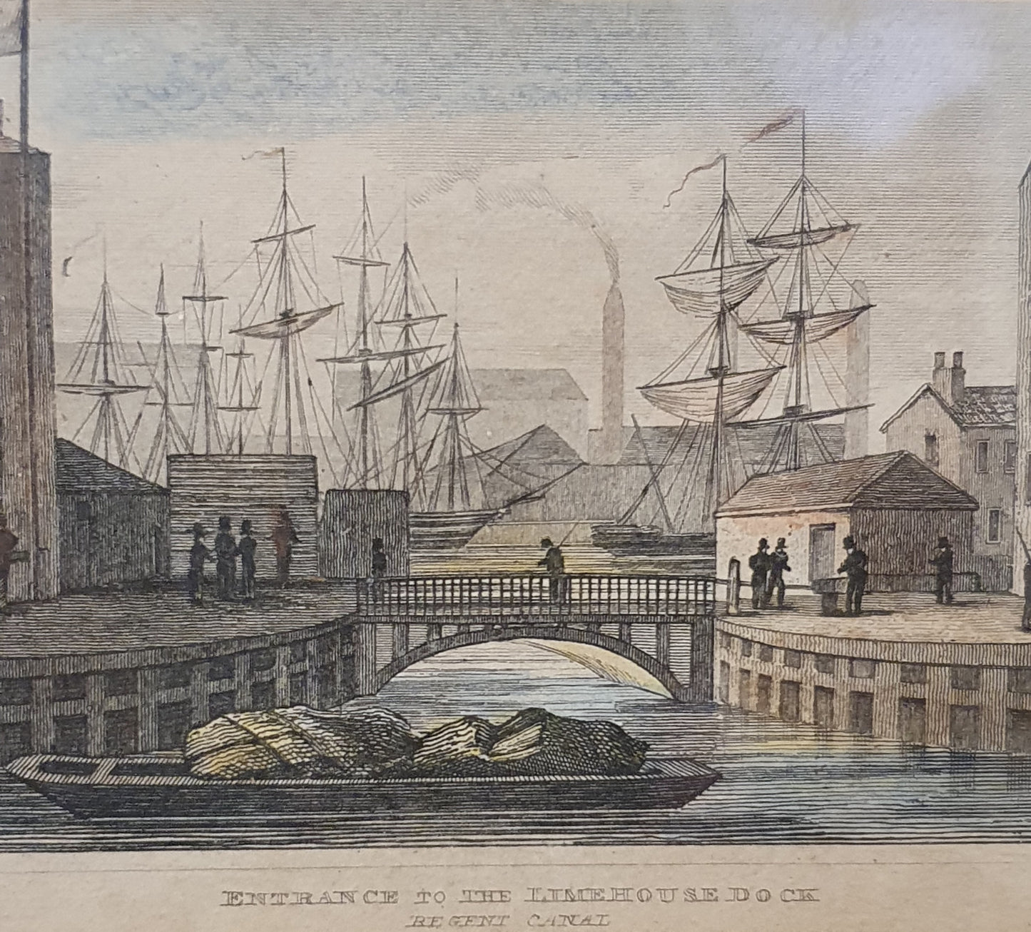 Entrance to the Limehouse Dock, Regent Canal Vintage Art Print - 103750