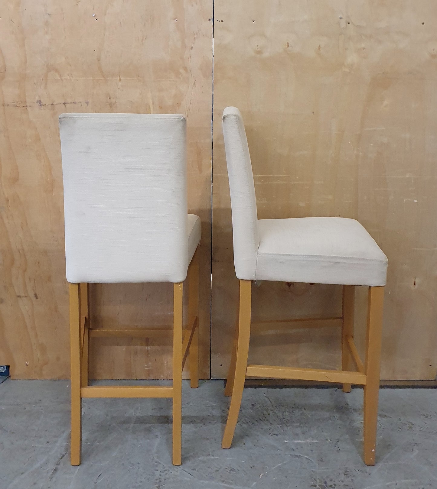 2 Matching Cream Fabric Covered Bar Stools - EL104227 / EL104228