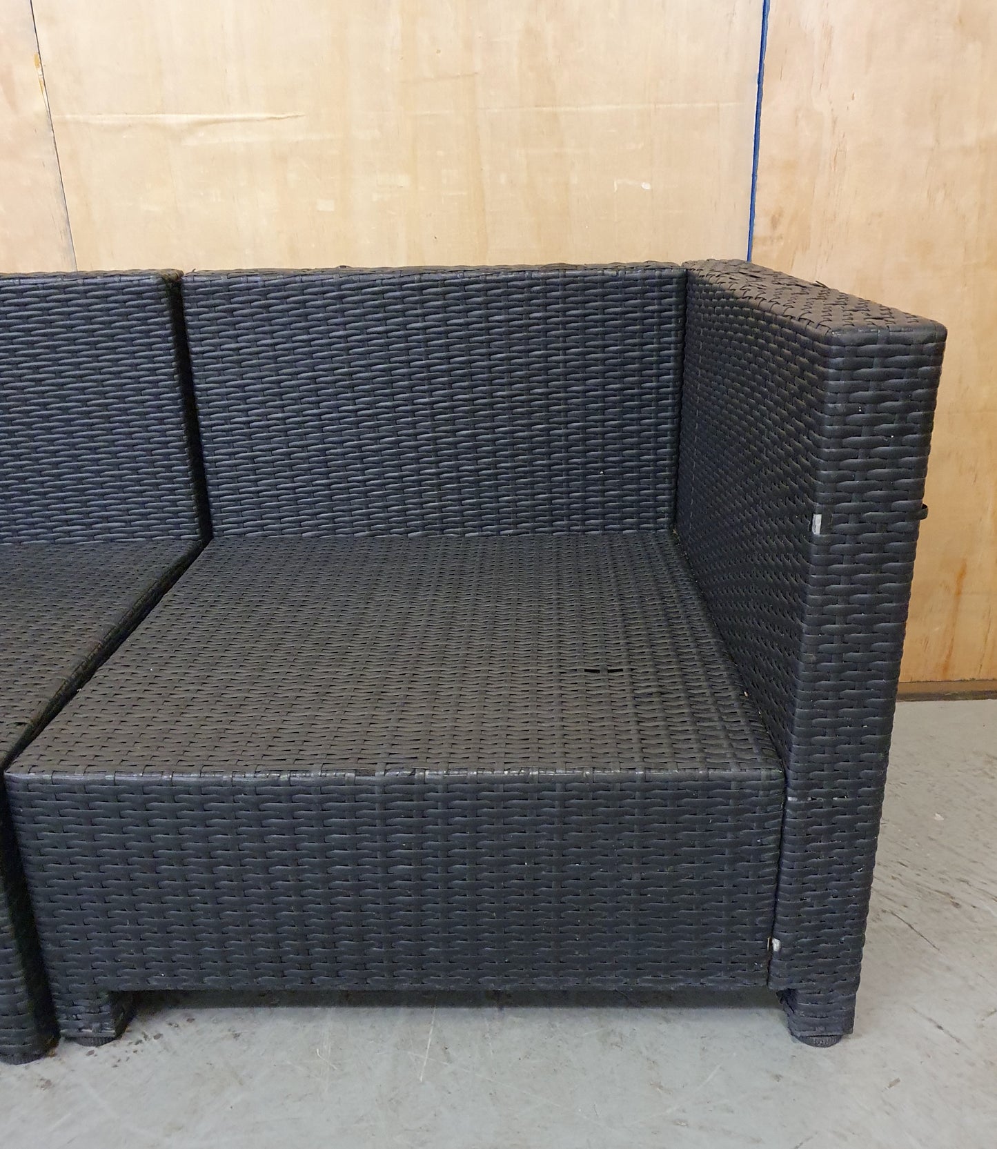 Dark Grey Plastic Woven Garden Chairs in Two Sections - EL103988 / EL103989