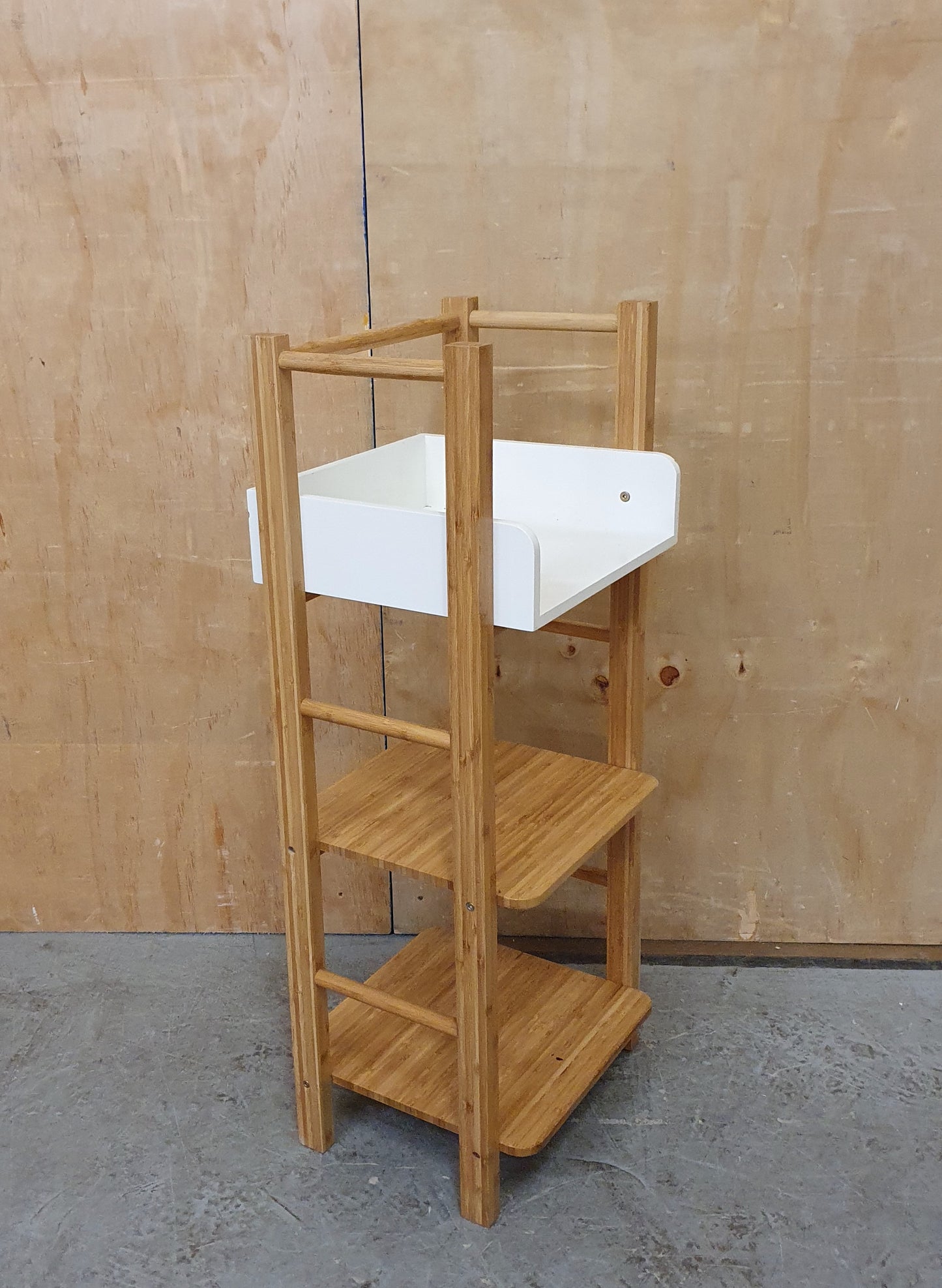 Small Bamboo Shelving Unit with White Top Section - 120925-01