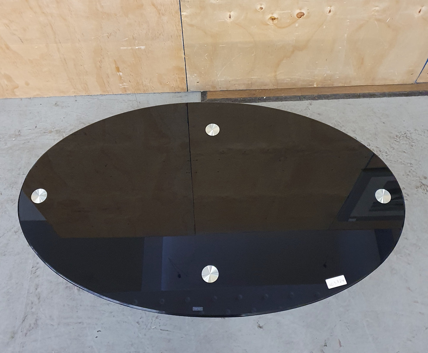 3 Tier Black Tempered Glass Oval Coffee Table with Chrome Frame - 103724