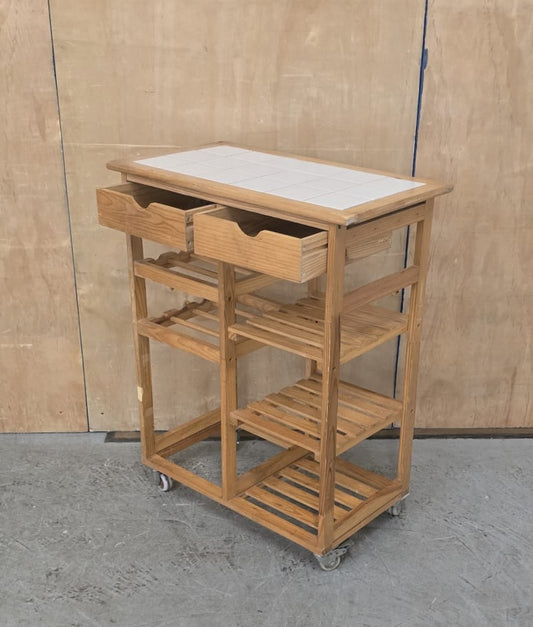 Wood Kitchen Trolly with Drawers and Shelving - 104731