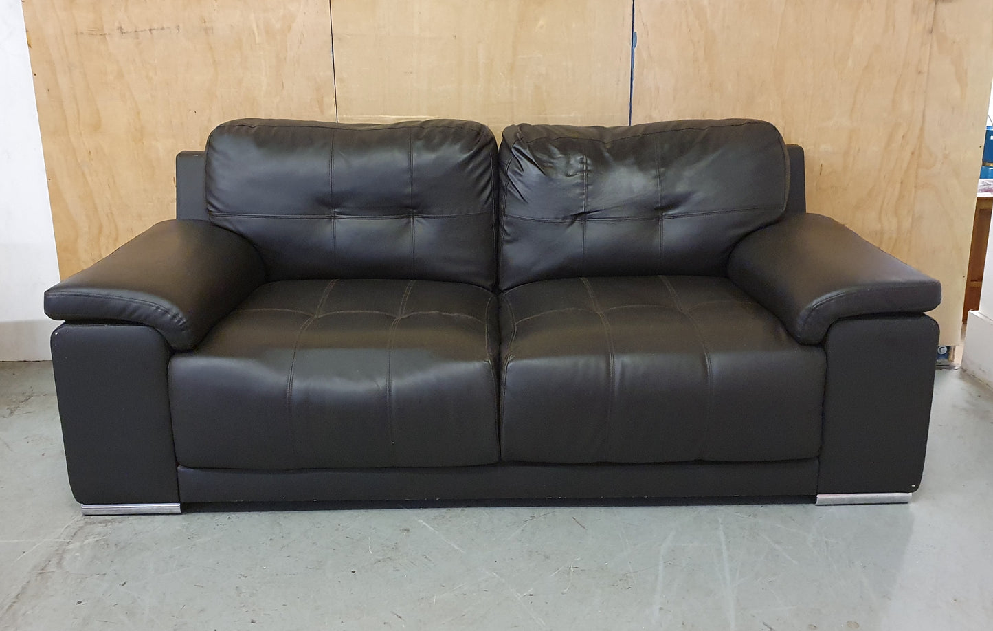 Dark Brown Faux Leather 2 Seater Sofa - 040725-14