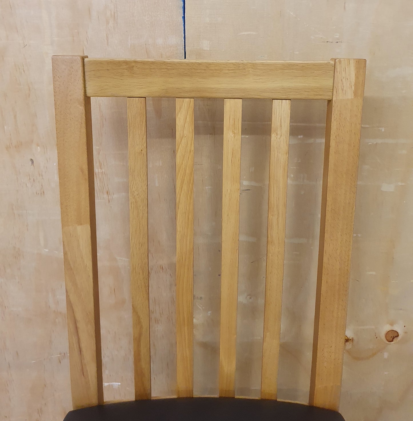 Single Oak Framed Dining Chair with Brown Faux Leather Seat - EL104366