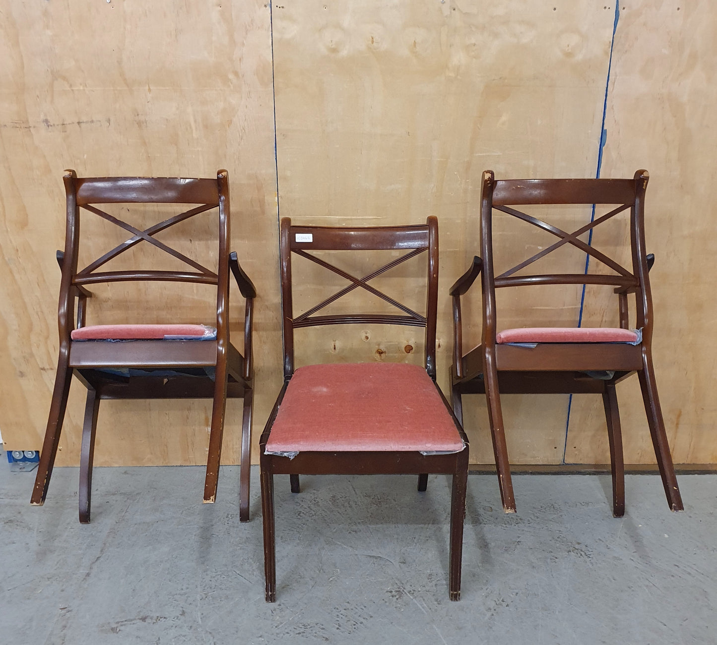 6 Matching Wood Frame Dining Chairs with Pink Soft Fabric Seats - 103464/103465/103466/103467/103468/103469