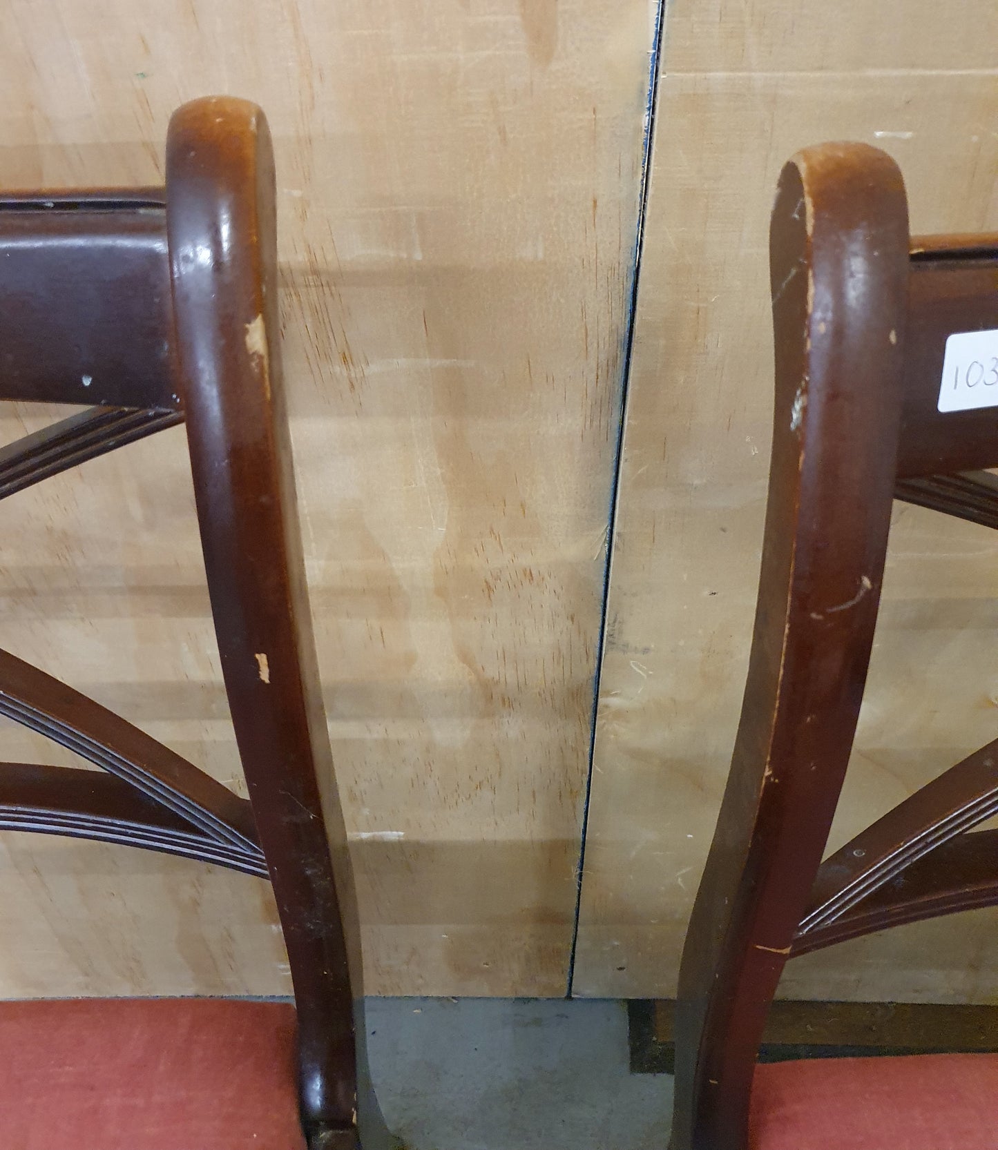 6 Matching Wood Frame Dining Chairs with Pink Soft Fabric Seats - 103464/103465/103466/103467/103468/103469
