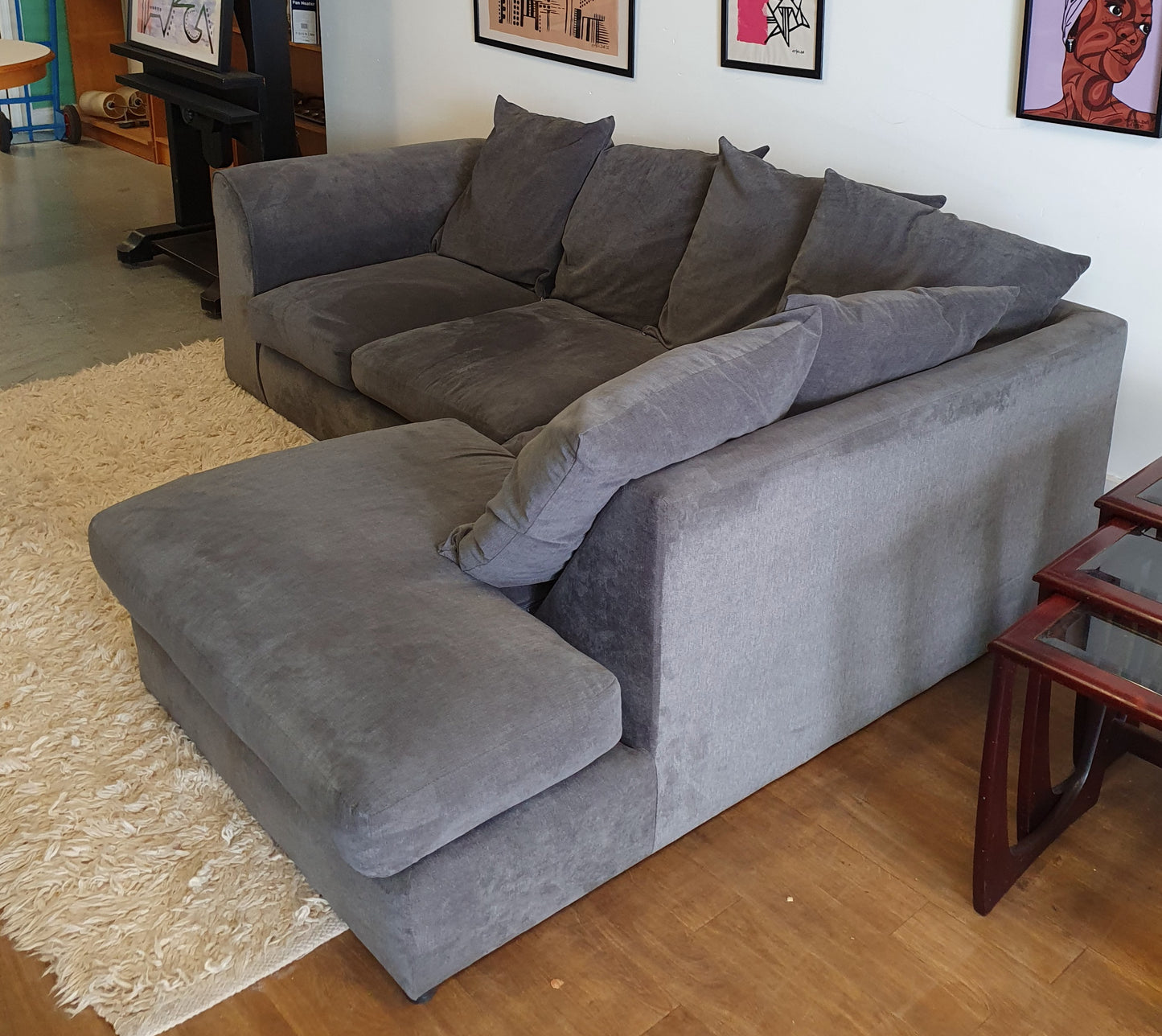 Grey Modern Soft Fabric L-Shape Sofa - 103679