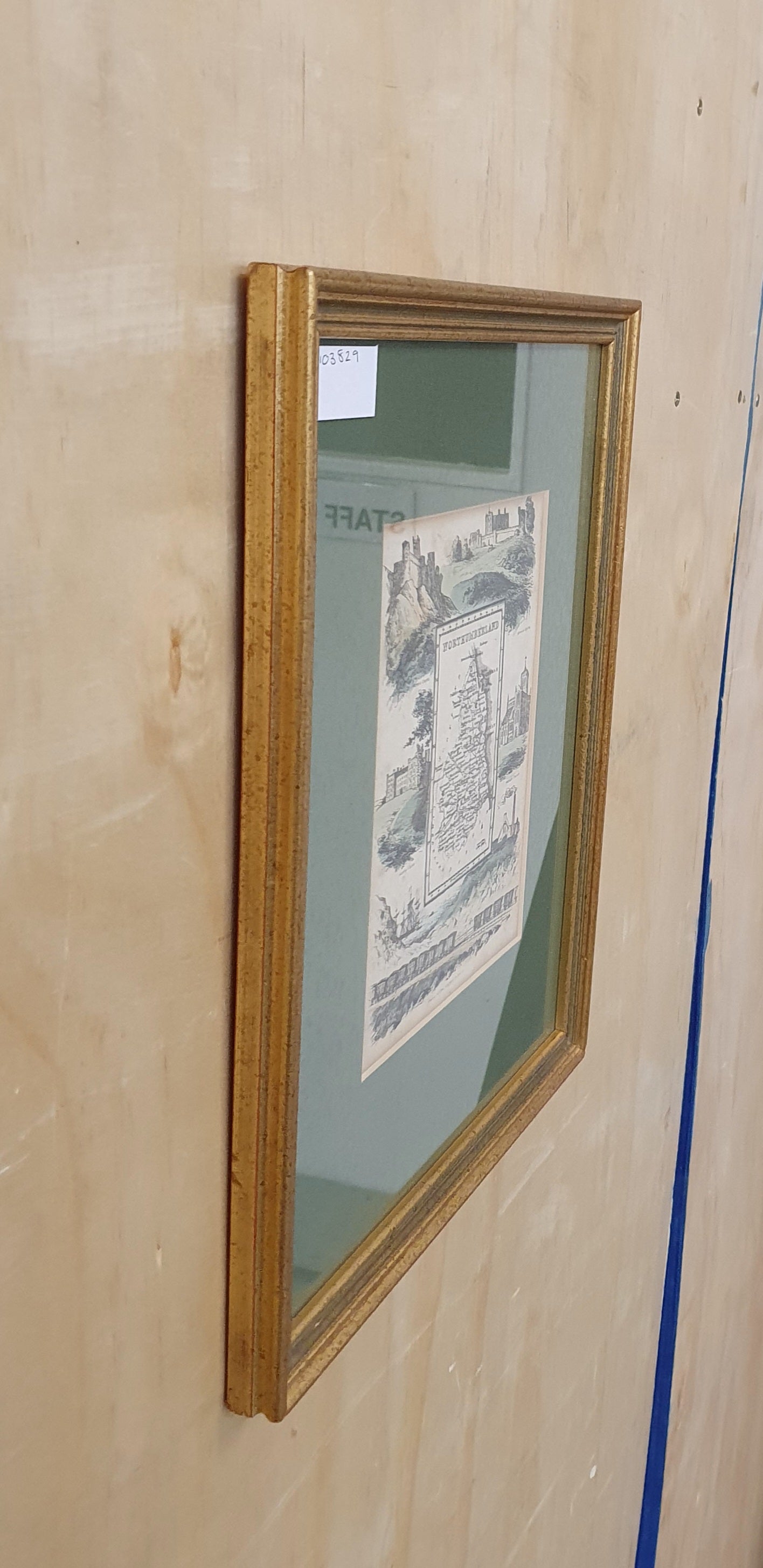 Northumberland Map Vintage Art Print in Gold Frame - 103829