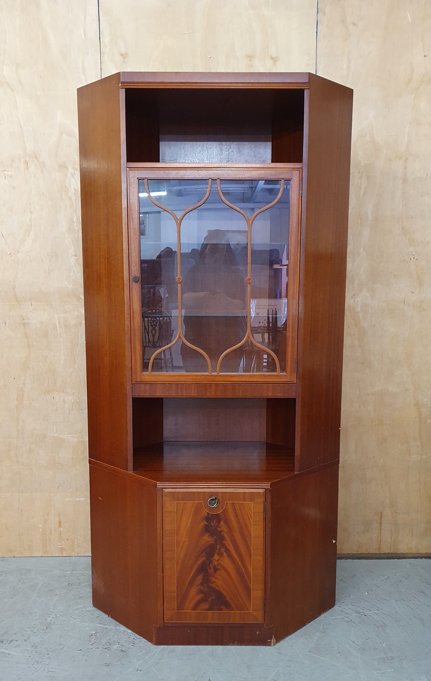 A.H. McIntosh & Co Large 2 Tier Glass Cabinet with Glass Shelves -104274