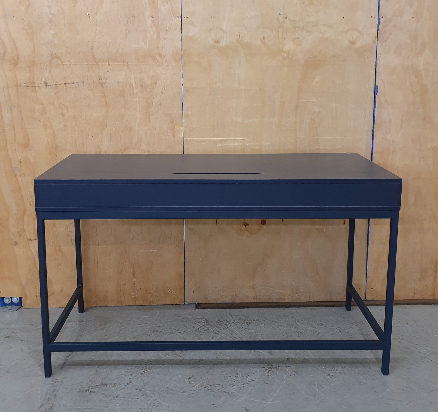 IKEA ALEX Navy Blue Desk with Back Panel Section and 2 Drawers - 103908