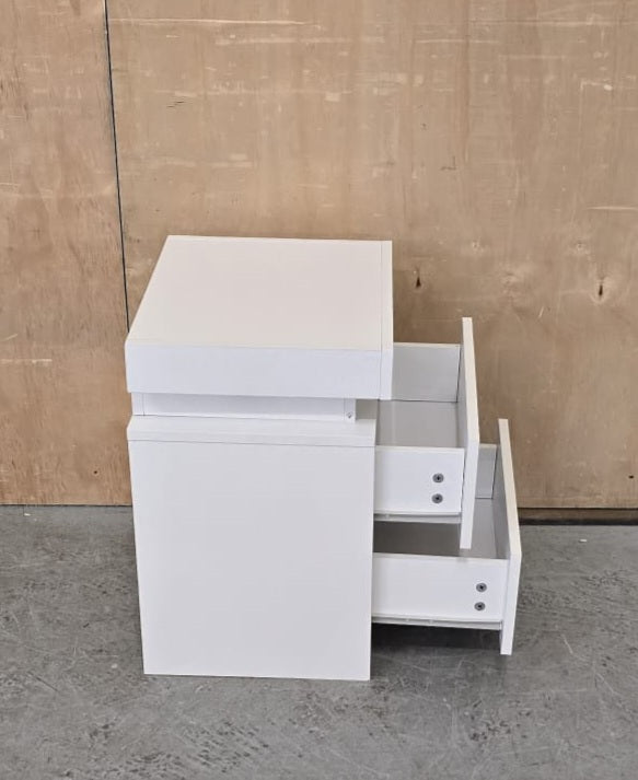 Single White Bedside Cabinet with 2 Drawers and Top Open Section - 104616