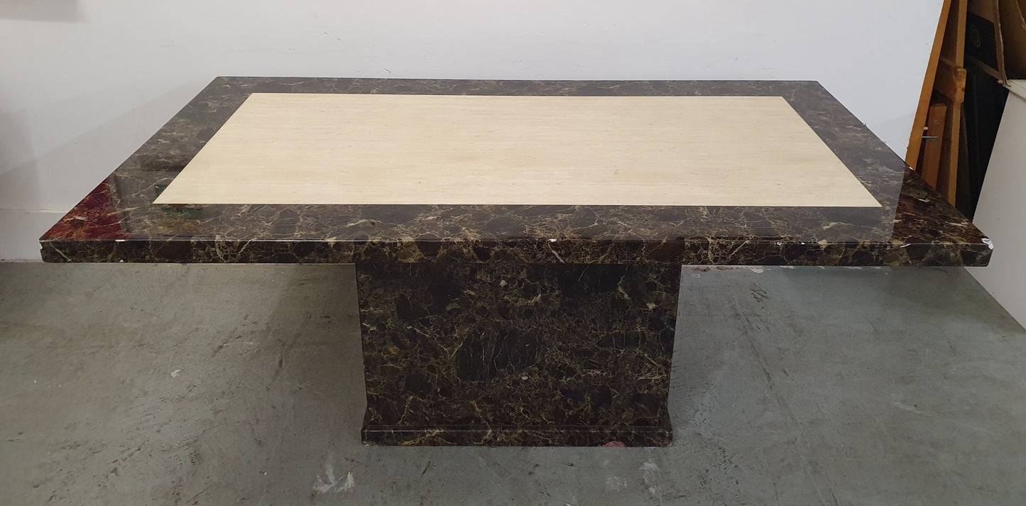 Large Heavy Brown Faux Marble Dining Table - 104429