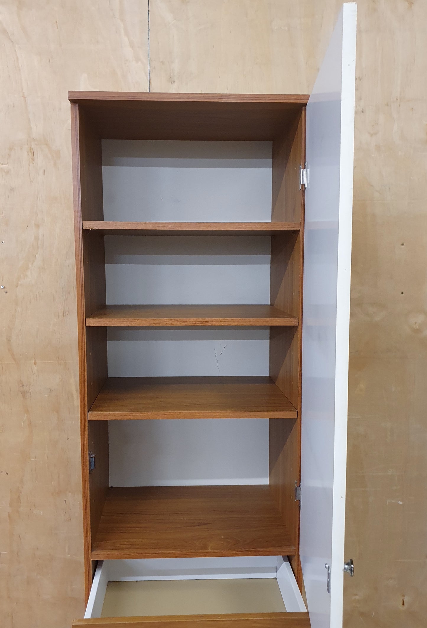 Slim Wood Wardrobe with 2 Doors and Central Drawer - 104598
