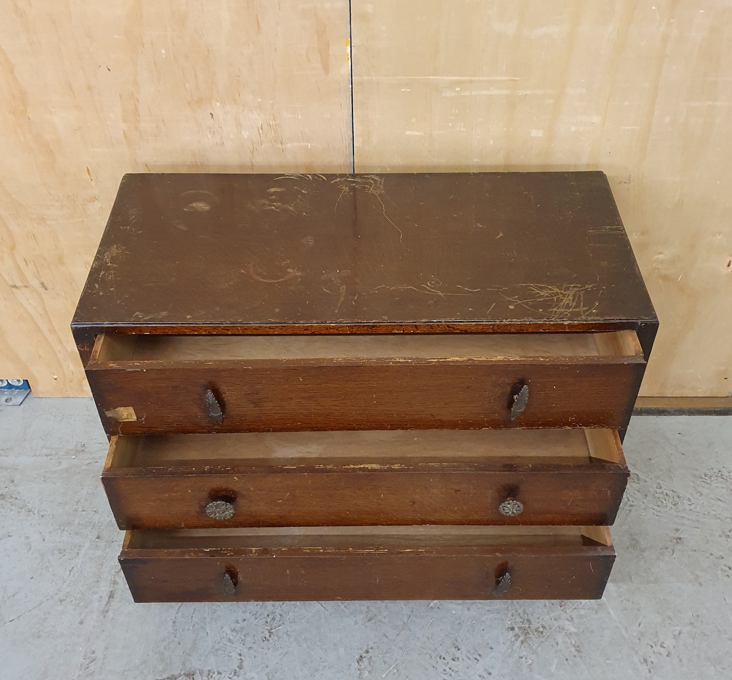 Vintage 3 Drawer Chest of Drawers with Ornate Handles - 100525-01