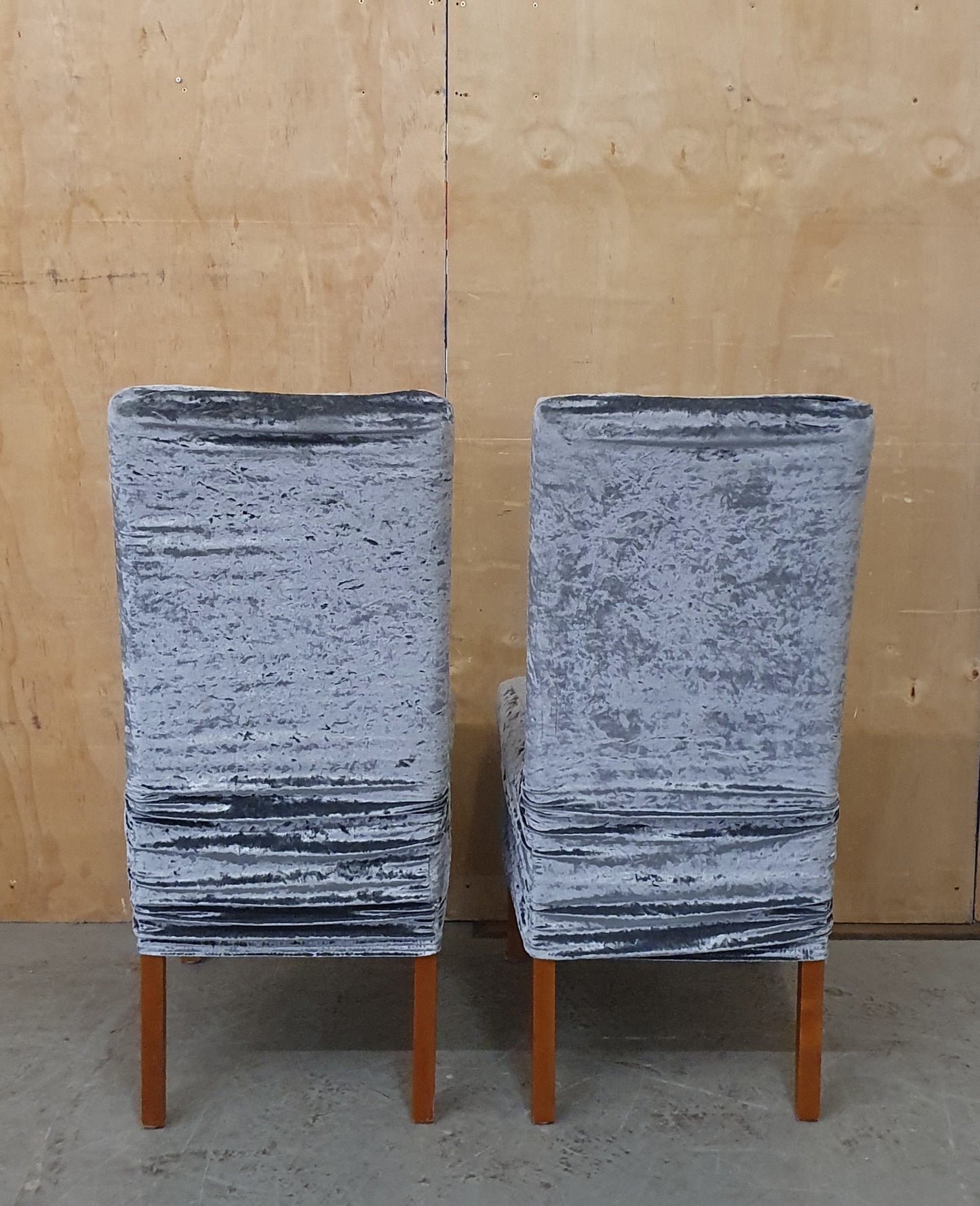 2 Matching Dining Chairs with Silver Crushed Velvet Coverings - EL104393 /EL104397