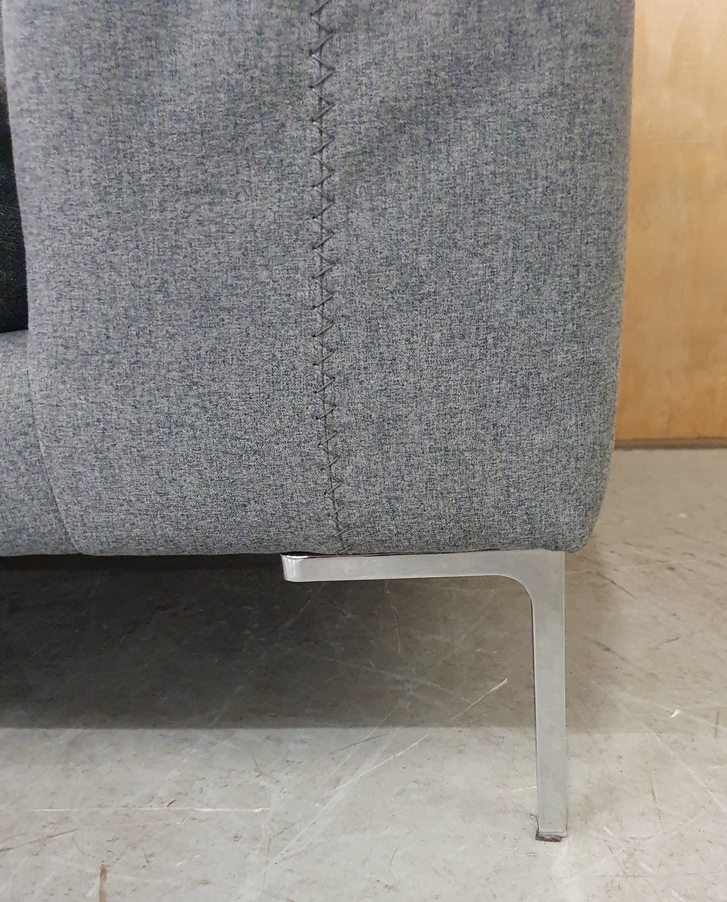 Grey Love Seat / Large Armchair with Chrome Feet - 104573