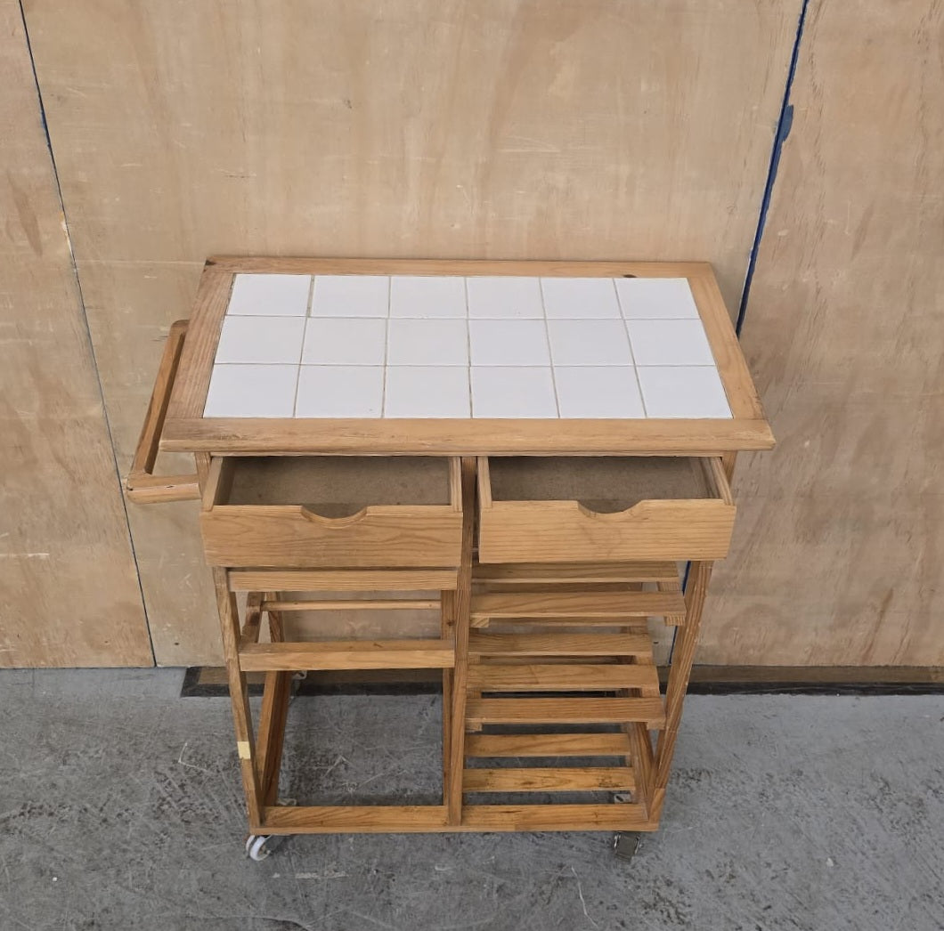 Wood Kitchen Trolly with Drawers and Shelving - 104731