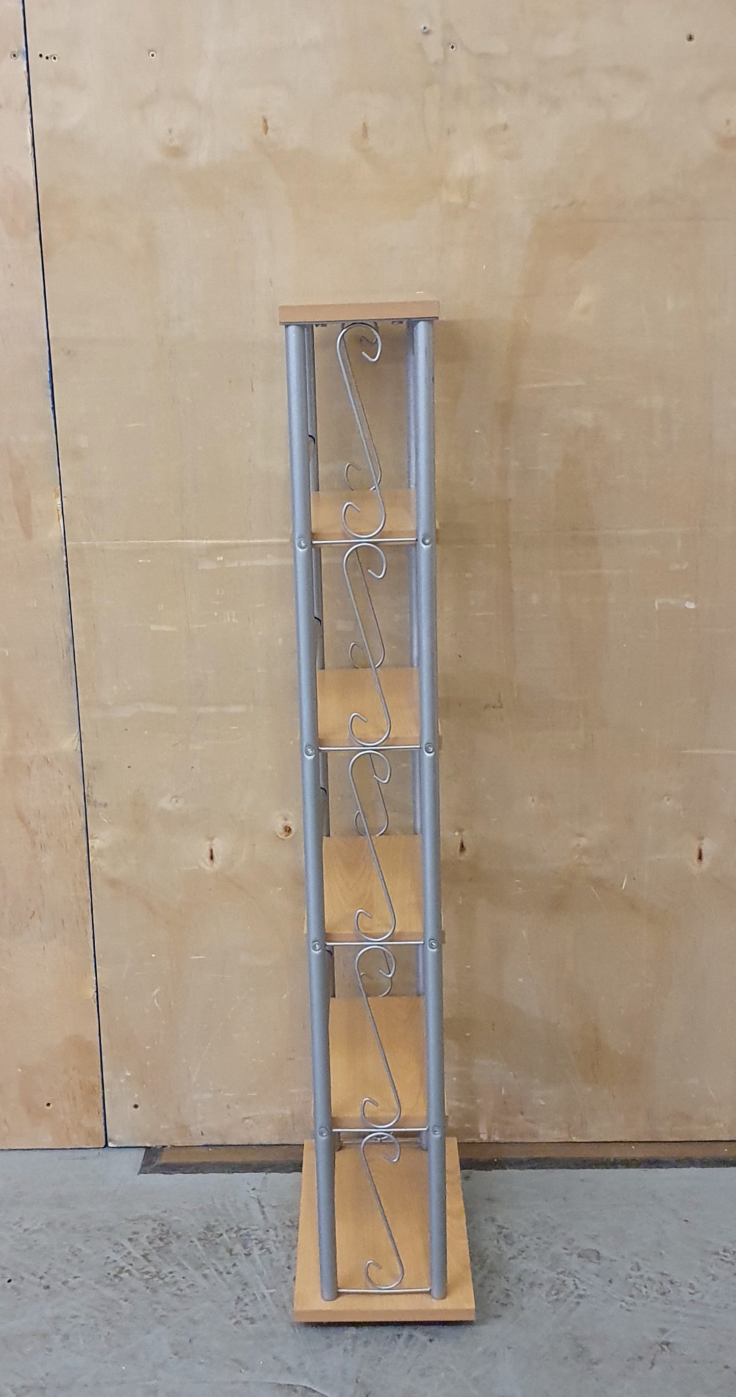 Small Slim Wooden Shelving Unit with Decorative Chrome Frame - 104007