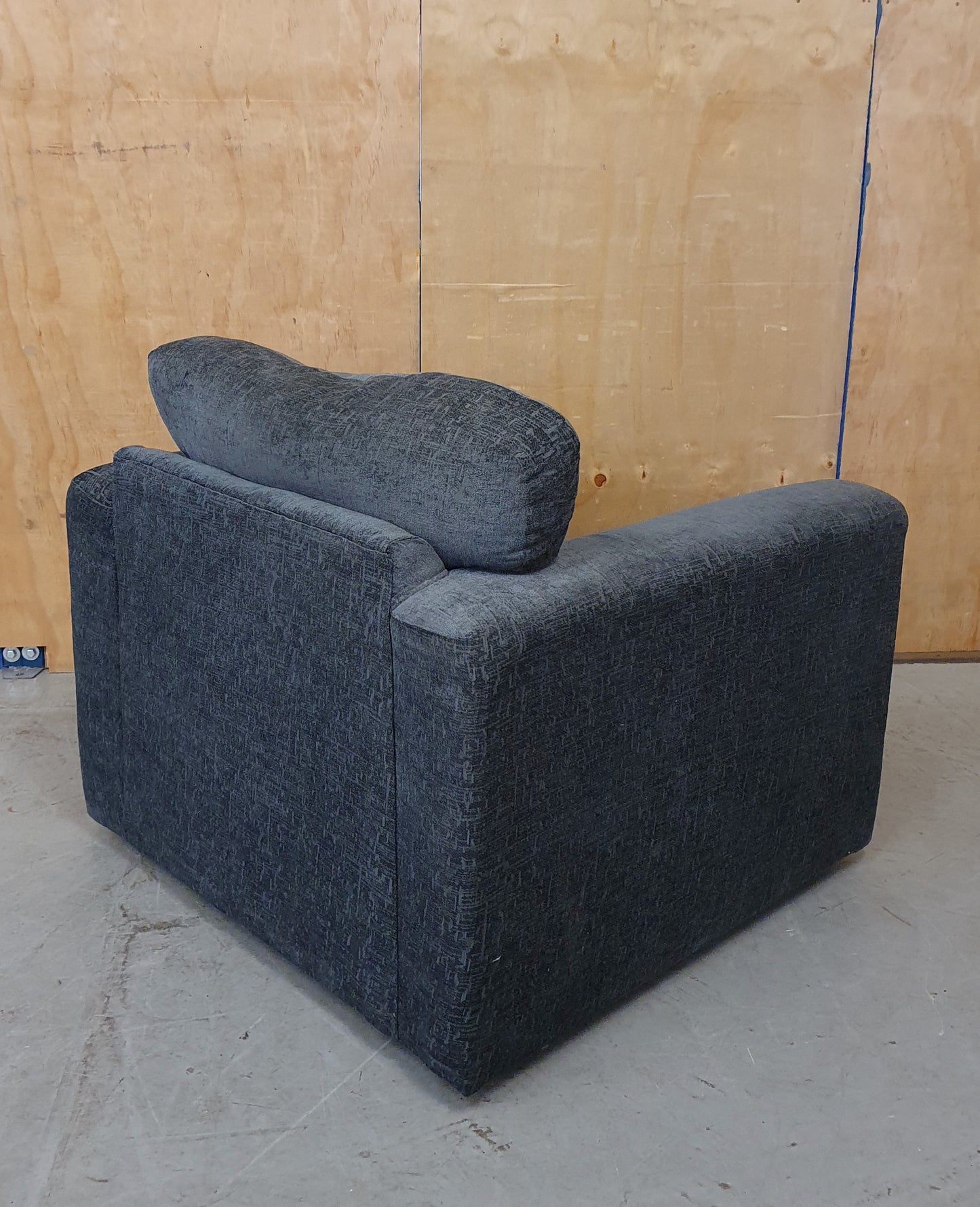 Blue Soft Fabric Armchair with Removable Back Cushion - 103655