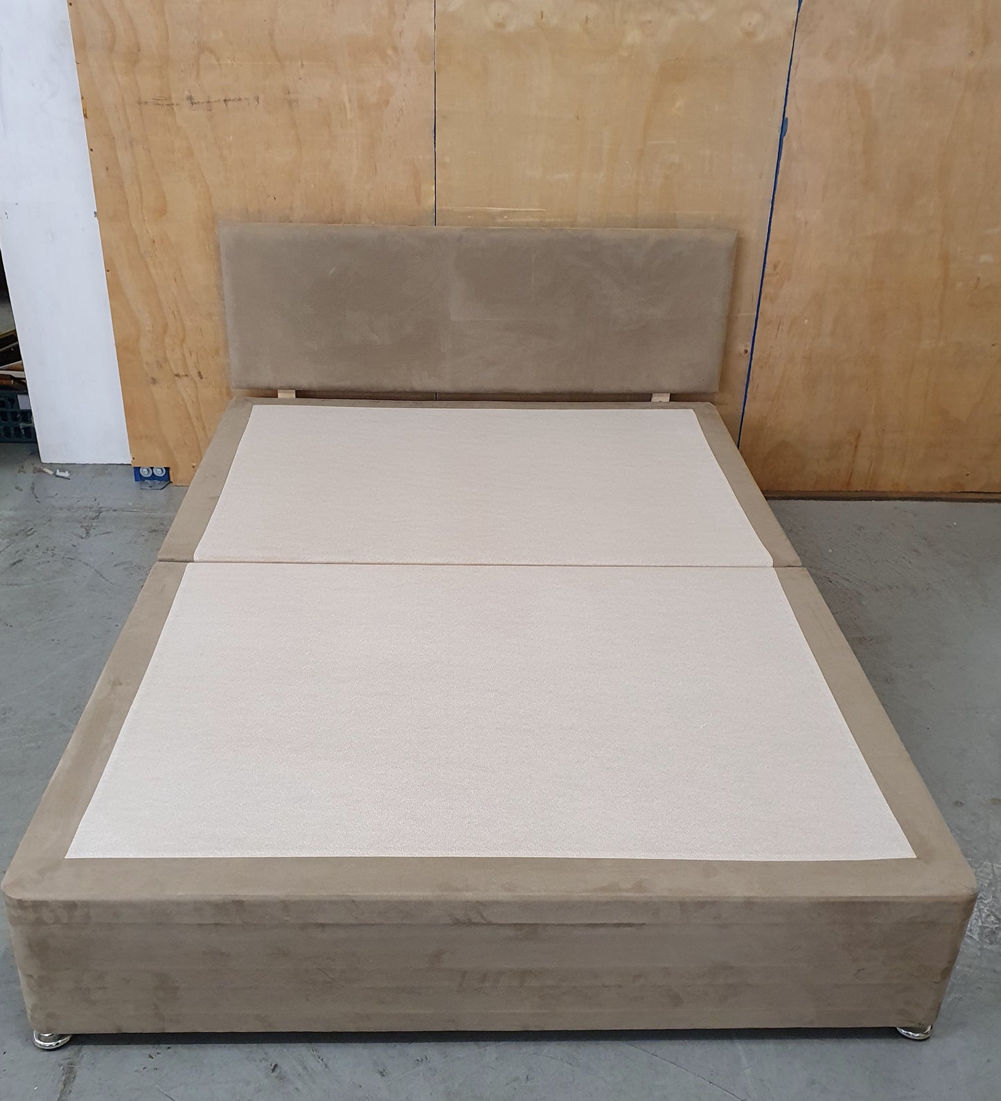 Tan Soft Suede Double Divan Bed Base with Matching Headboard - 103937 / 103944