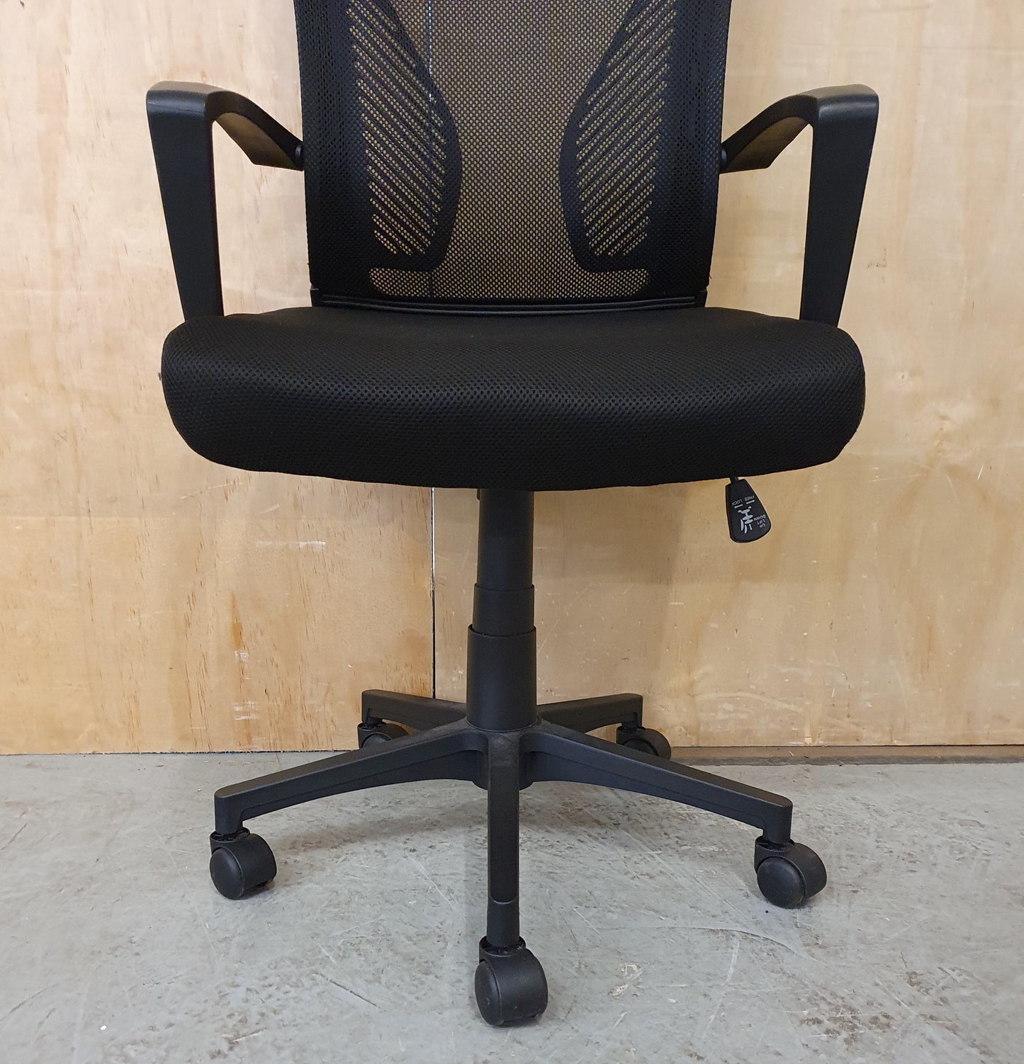 Black Office Chair with Mesh Fabric Back Rest and Castor Wheels - 103850