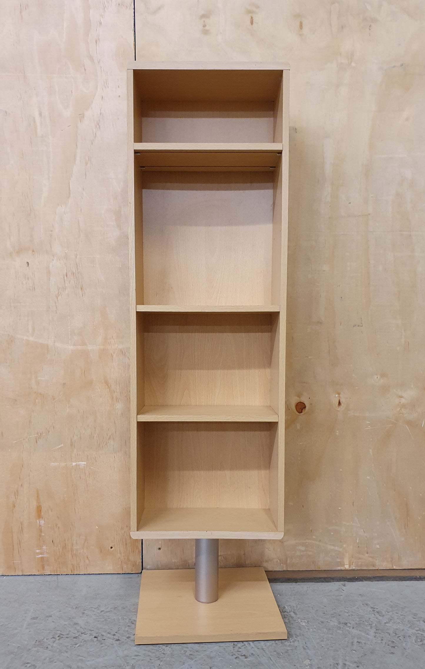 Small Modern Wood Shelving Unit with Chrome Attachment to Base - EL104006
