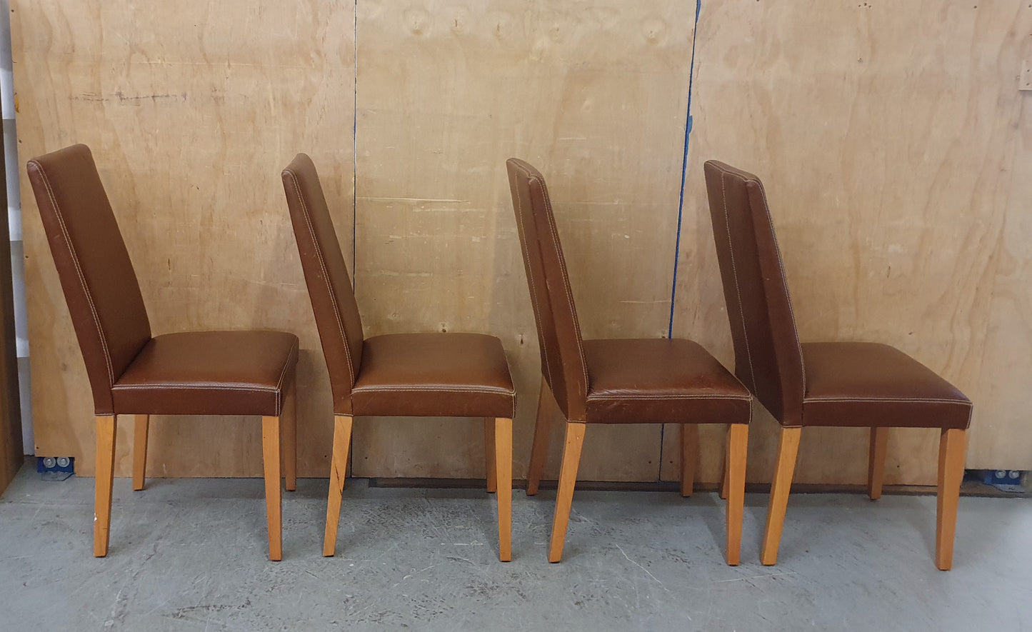 4 Matching Brown Leather Dining Chairs - EL104505 / EL104506 / EL104507 / EL104508