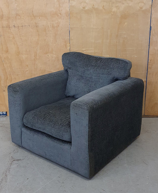 Blue Soft Fabric Armchair with Removable Back Cushion - 103655