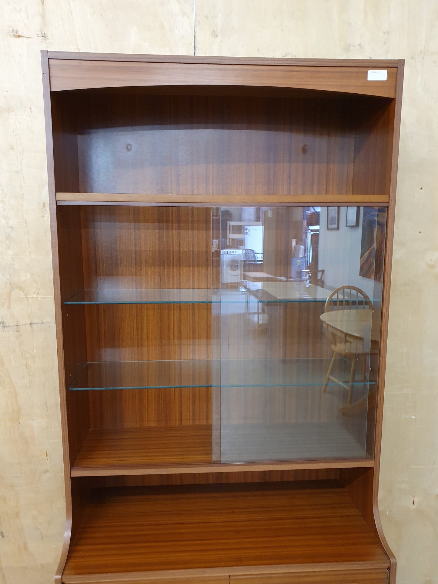 Vintage Glass Display Cabinet with Bottom Cabinet and Glass Shelves - 104463