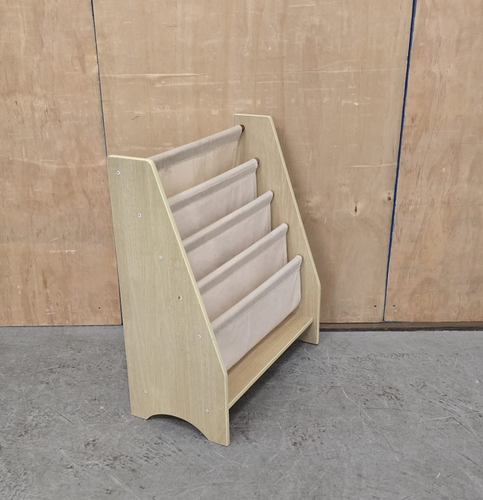 Children's Wood Framed Book Holder with Canvas Fabric Sections - EL104756