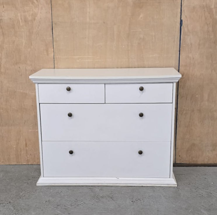 White Wood 4 Drawer Chest of Drawers - 310825-02