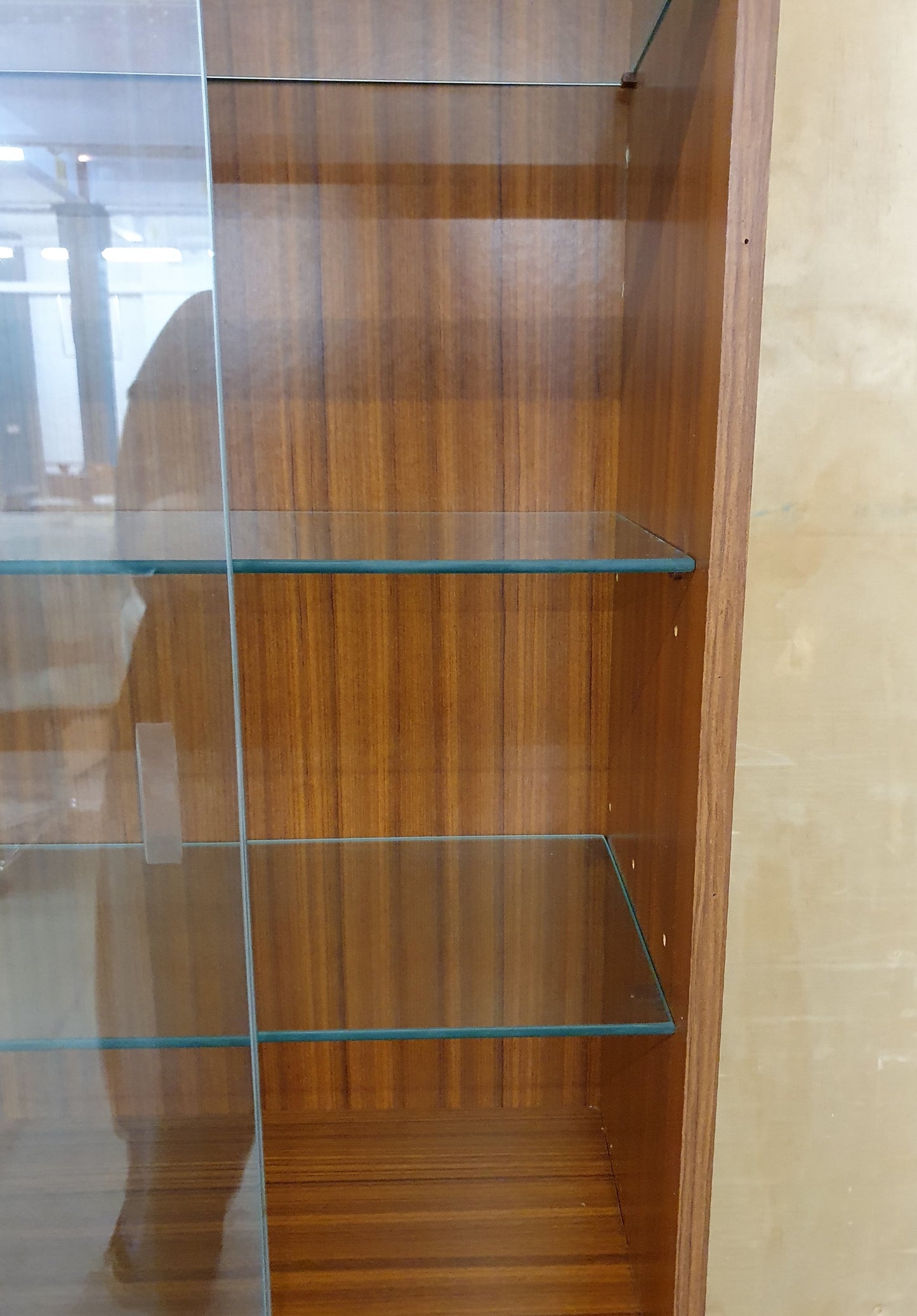 Vintage Glass Display Cabinet with Bottom Cabinet and Glass Shelves - 104463