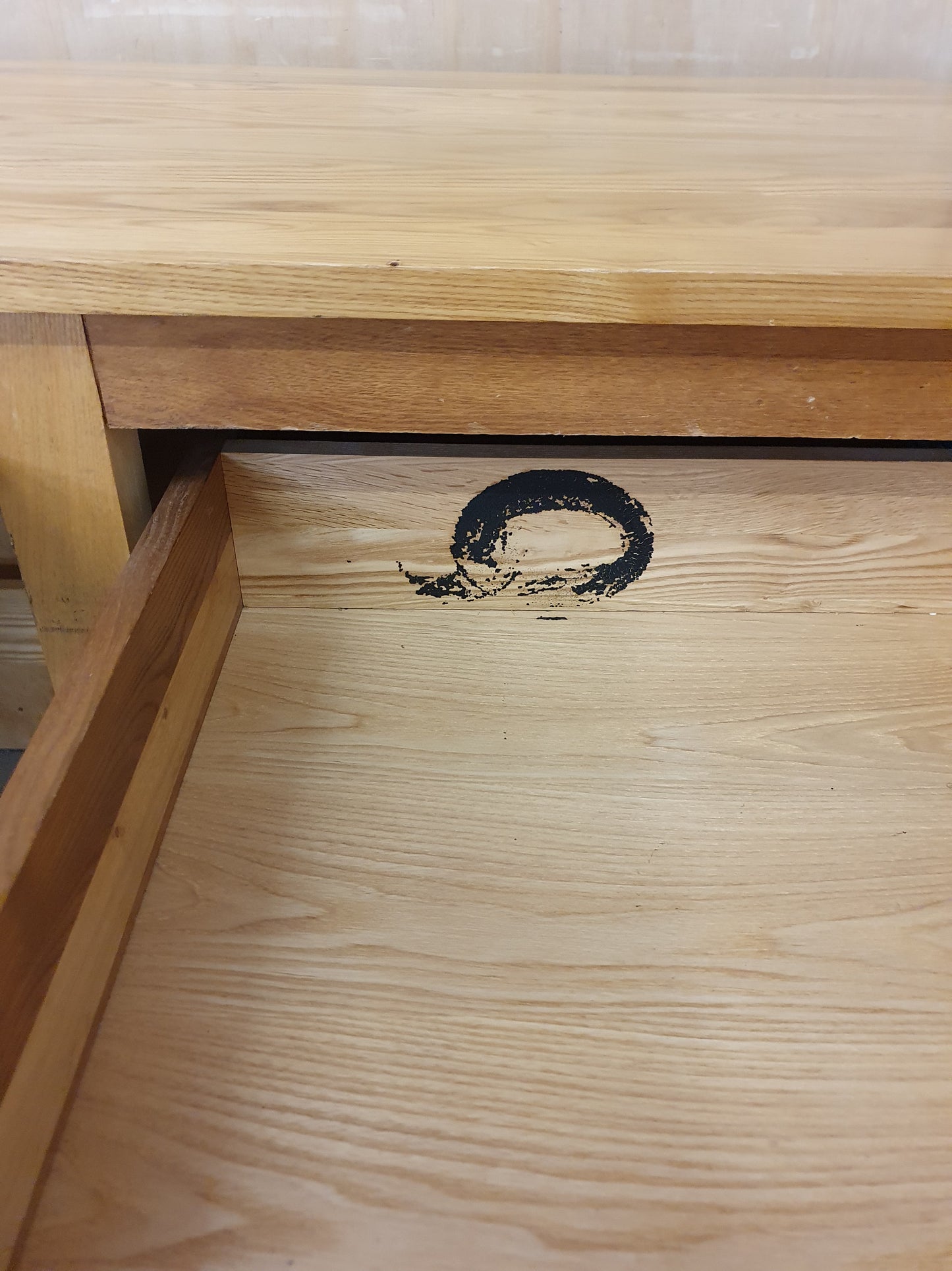 Large Solid Wood Desk with Pull Out Mid Section 1 Drawer and 2 Doors - 103860