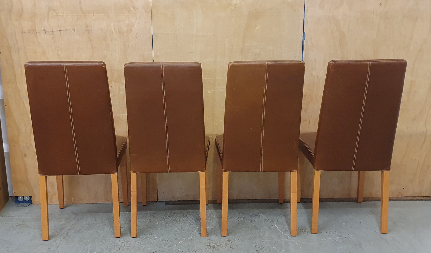 4 Matching Brown Leather Dining Chairs - EL104505 / EL104506 / EL104507 / EL104508
