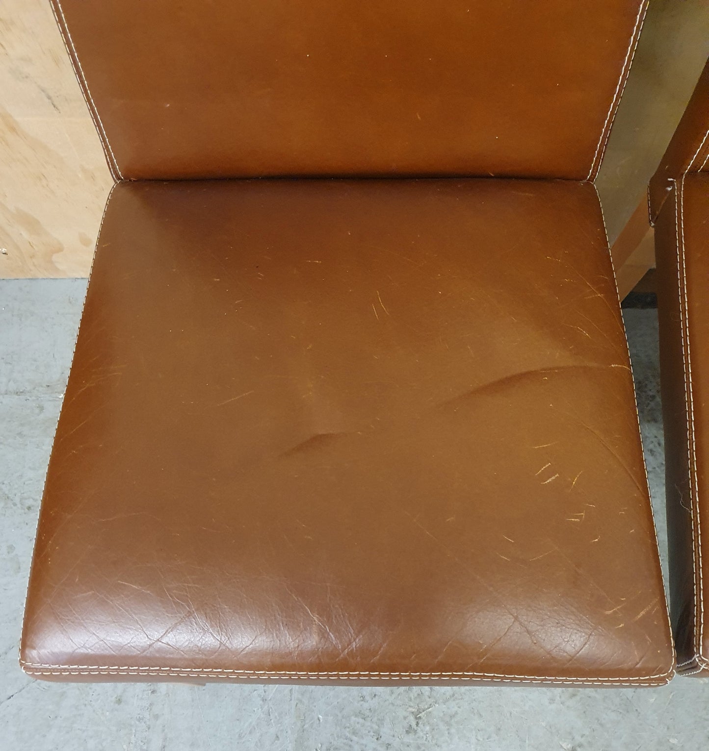 4 Matching Brown Leather Dining Chairs - EL104505 / EL104506 / EL104507 / EL104508