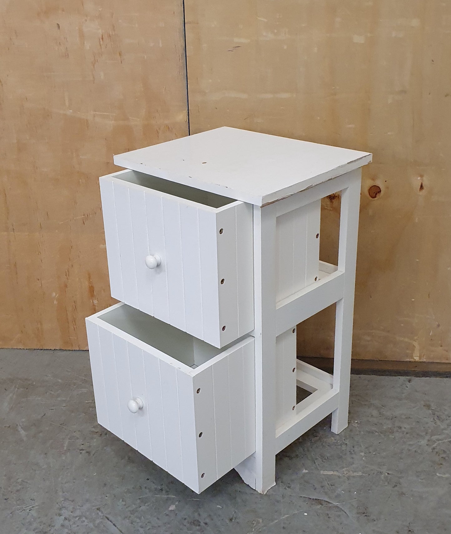 Small White Wood 2 Drawer Cabinet - EL104637