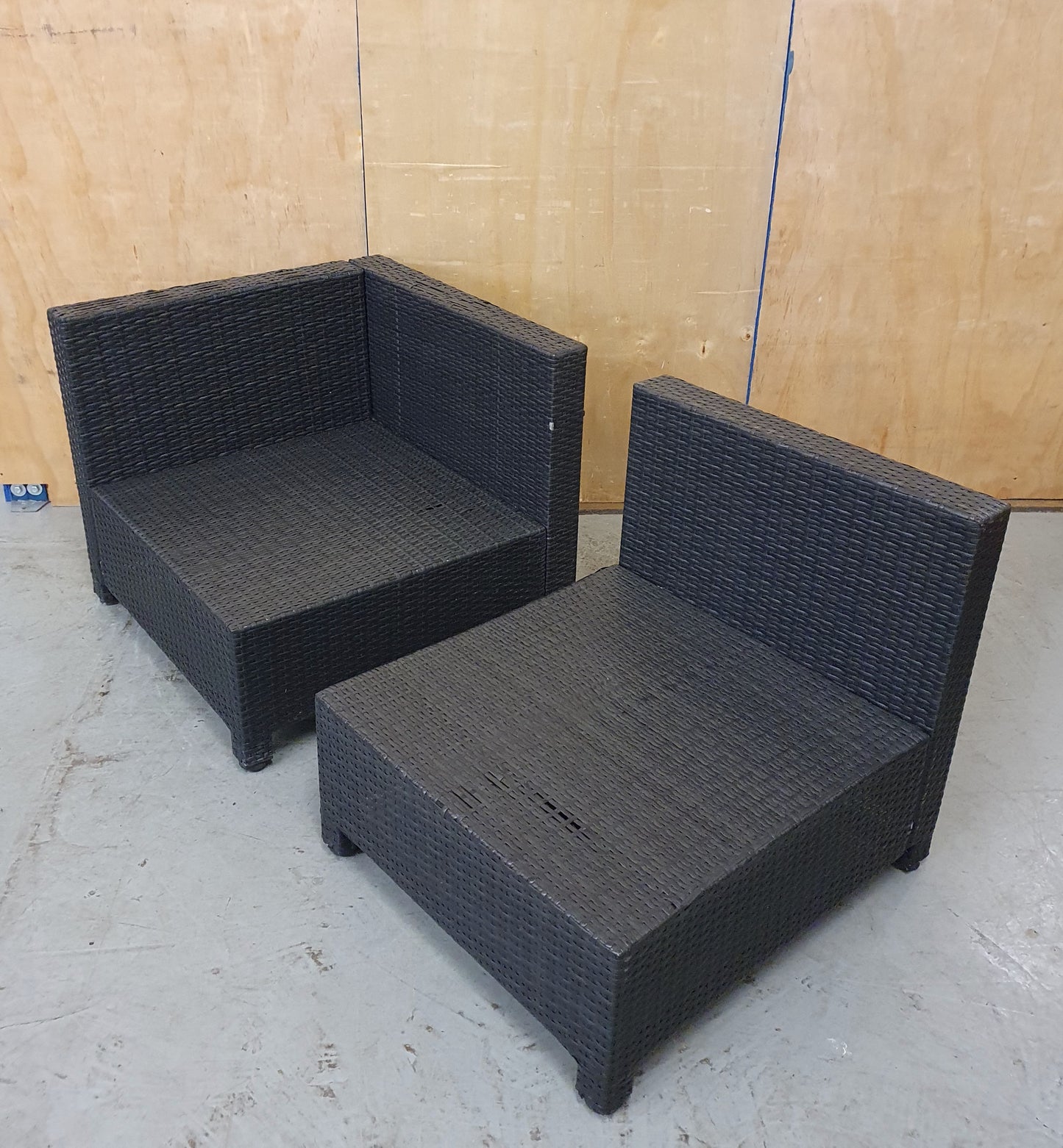 Dark Grey Plastic Woven Garden Chairs in Two Sections - EL103988 / EL103989