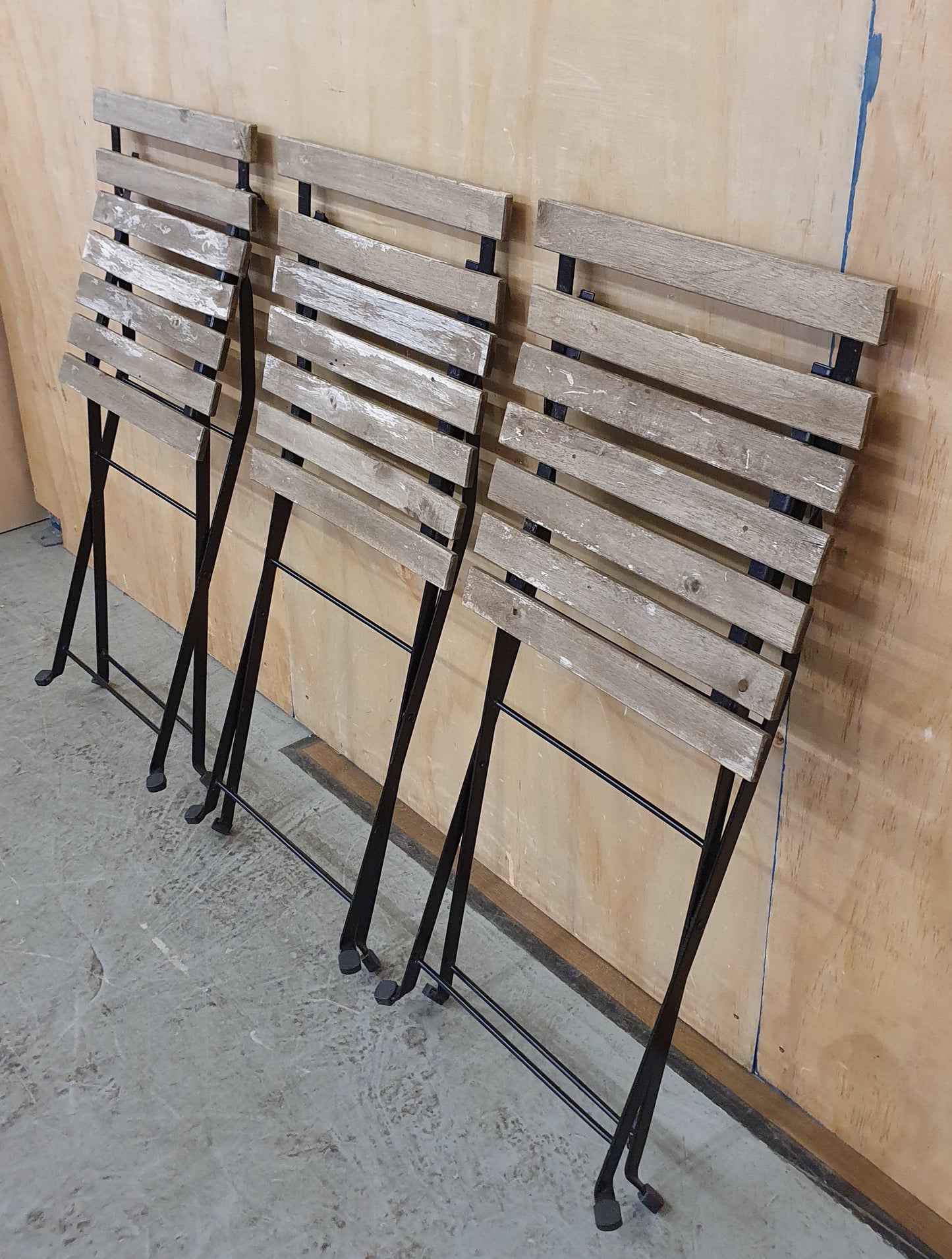 3 Matching Foldable Wood Garden Chairs - EL104465 / EL104466 / EL104467