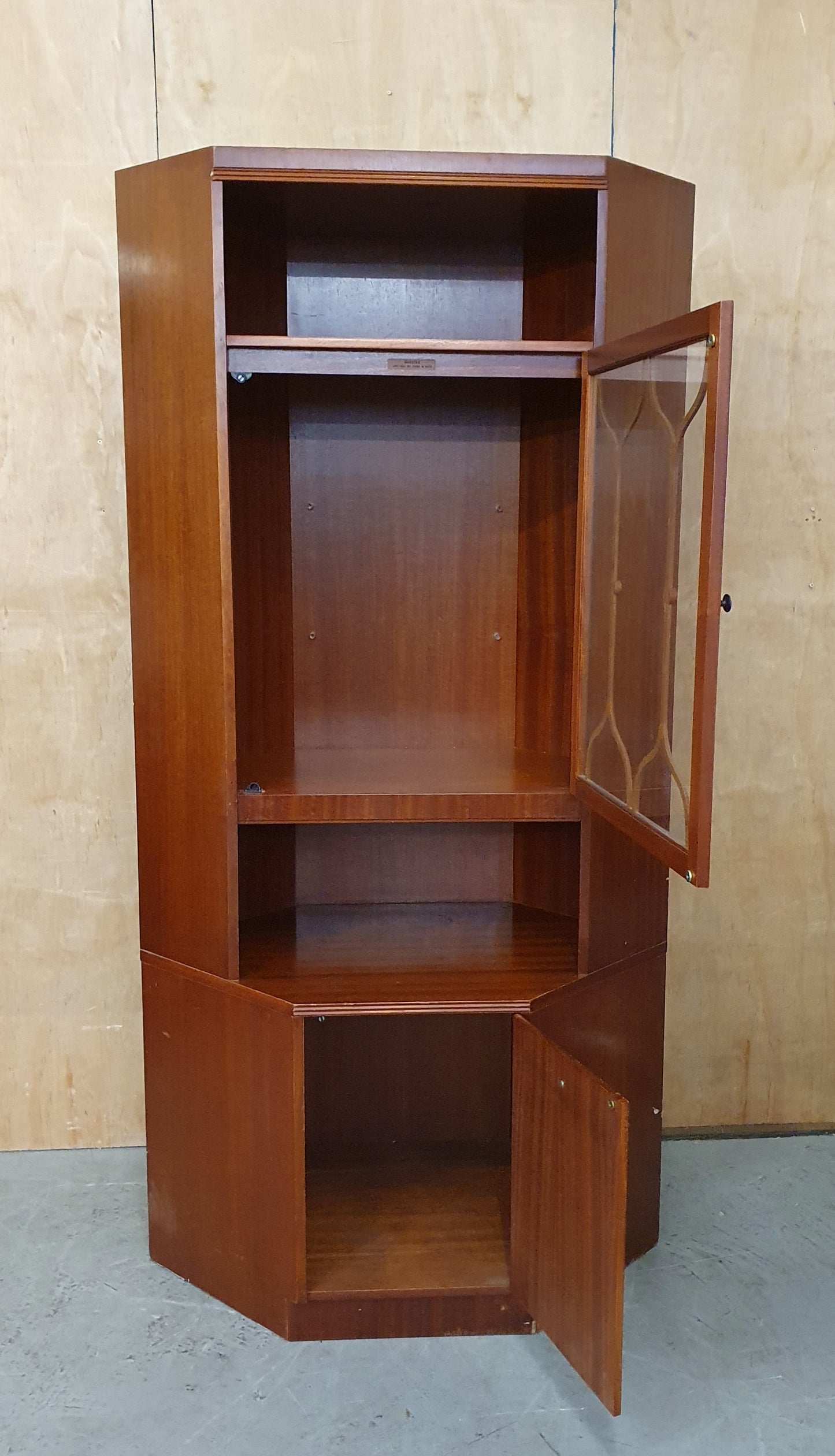 A.H. McIntosh & Co Large 2 Tier Glass Cabinet with Glass Shelves -104274