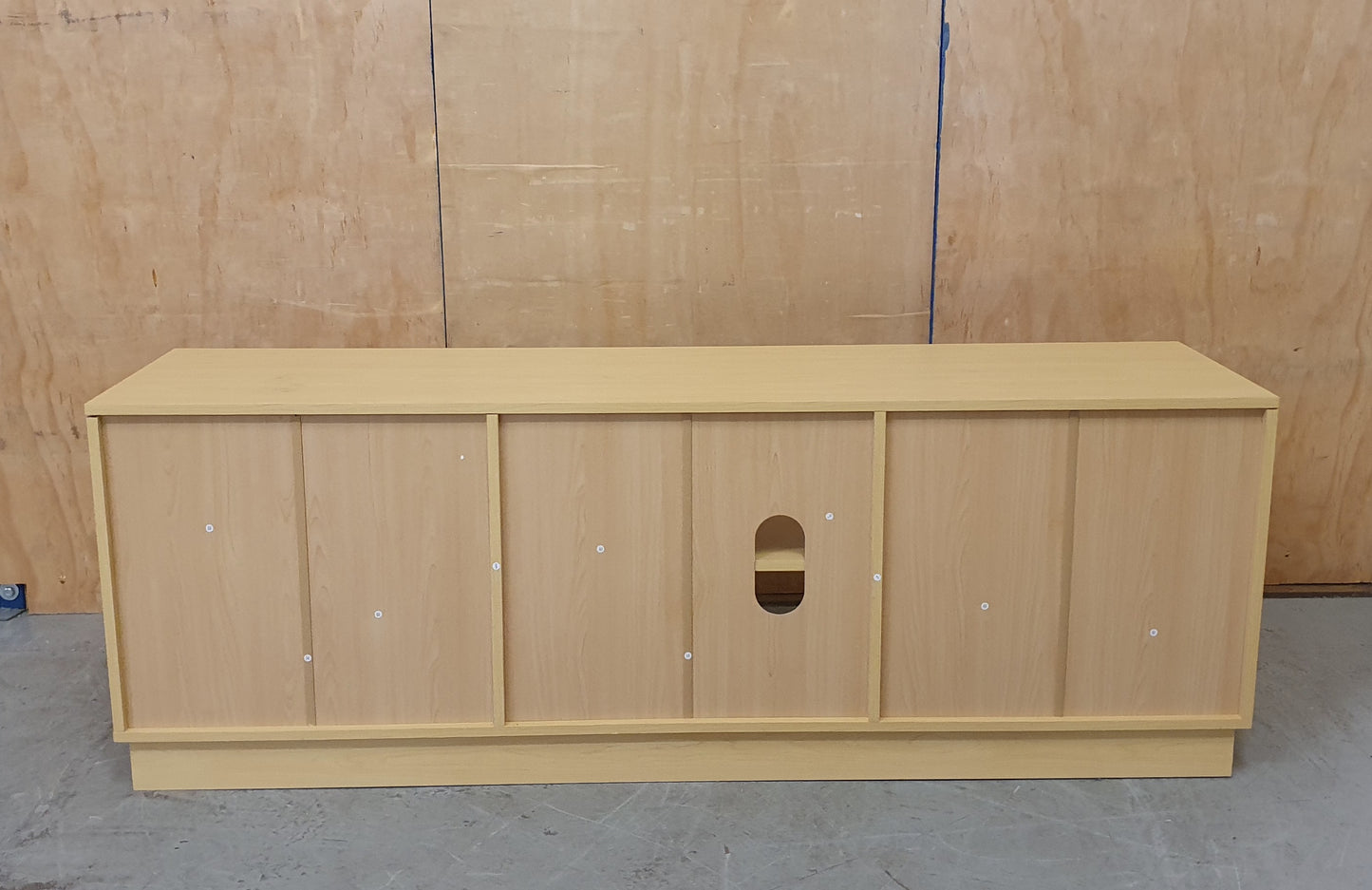 Wood TV Stand with 2 Slatted Doors and Internal Shelves - 104825
