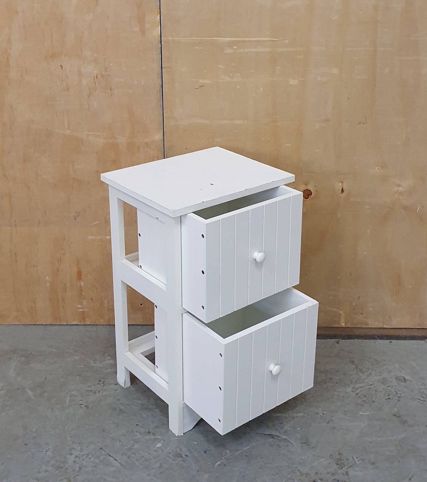 Small White Wood 2 Drawer Cabinet - EL104637