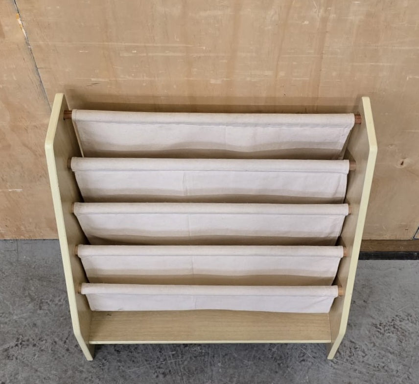 Children's Wood Framed Book Holder with Canvas Fabric Sections - EL104756