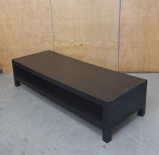 Large 2 Tier Black Wood Low Coffee Table - 150825-10
