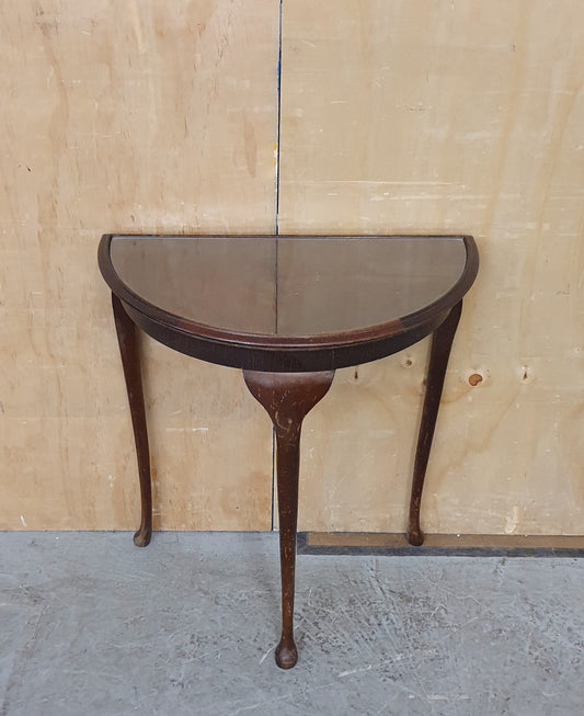 Mahogany Half Moon Glass Top Table with Cabriole Legs - 104900